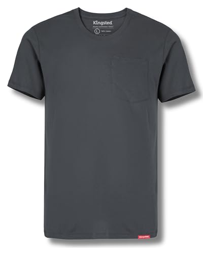 Image of Kingsted Pocket T-Shirts for Men - Super Soft & Comfy 100% Cotton Shirts | Short-Sleeve Crewneck Pocket Tee Shirts - Classic Regular Fit Work Shirt - Built to Last Midweight Cotton T-Shirts for Men