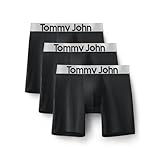 Tommy John Men's Sport Micro 6' Mid-Length Boxer Brief Underwear, 3-Pack, Black, L