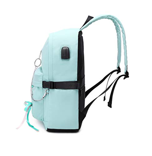 Girl Laptop Backpack Set with Lunch Bag and Pencil Purse Light Blue Chain4
