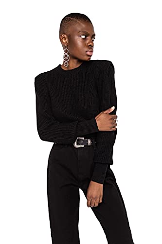 befree Femme Pull en Maille Épaisse avec Épaulettes Noir L Cover