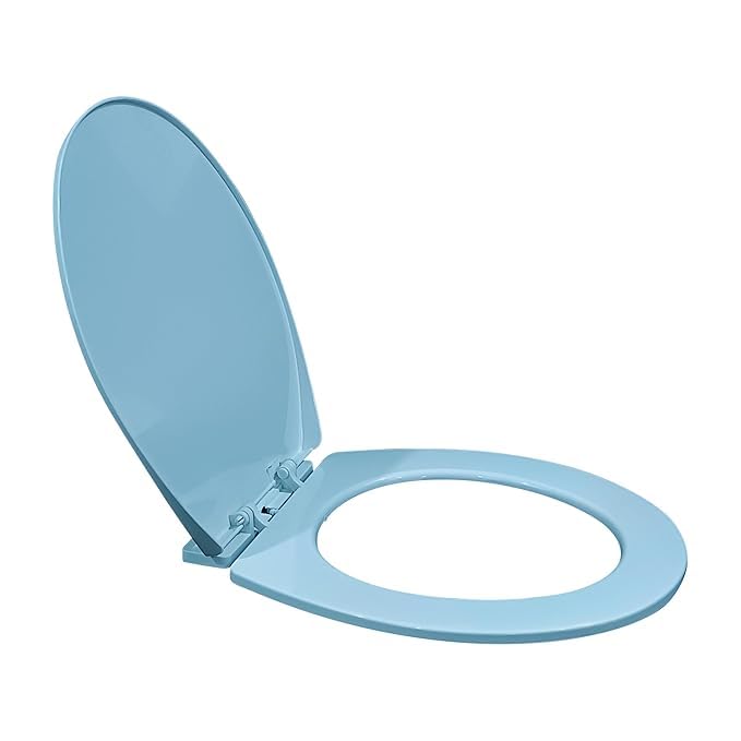 Toilet Seat with Lid,Sky Blue, Oval Shape, 367mm x 448mm, Standard Size-image-30