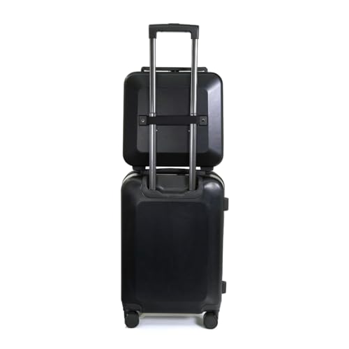 Image of Nautica Unisex 31L Cabin Trolley and Vanity Case Luggage Set | Robust ABS & Logo Print PU Hardshell Travel Combo | Smooth 8-Spinner Wheels | Lightweight Luggage for Weekend Trips and Vacations | Black