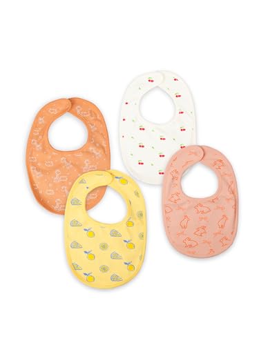 Image of Kidbea Organic Cotton Baby Bib, Adjustable Snap Closure Soft Absorbent Feeding Bibs Apron for Newborns & Infants Child With Cute Prints | Reusable Baby Essential