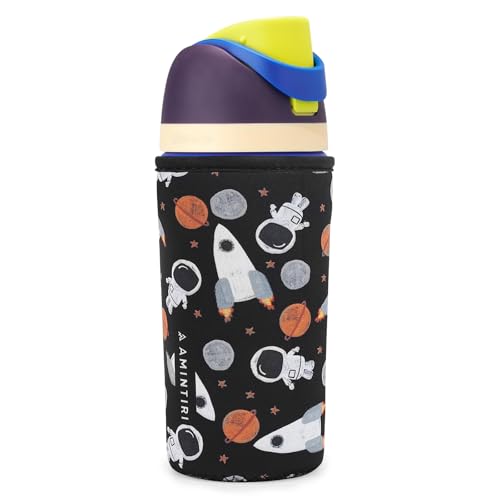 Cute Sleeve for Owala Kids FreeSip 16 oz, Thick Neoprene Cover Compatible with Owala 16 oz, Water Bottle Scratch Resistant Sleeve for Boys Girls to School (Astronaut&Spaceship, 16 Ounces)