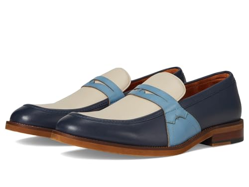 Stacy Adams Men's Prichard Penny Slip On Loafer, Navy Multi, 14
