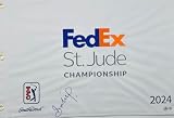 SAHITH THEEGALA SIGNED 2024 FEDEX ST. JUDE CHAMPIONSHIP GOLF PIN FLAG MASTERS AUTOGRAPH BECKETT BAS K75