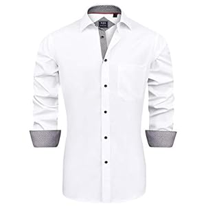 J.VER Men’s Dress Shirts Long Sleeve Business Regular Fit Wedding Work Non Iron Shirt S-6XL