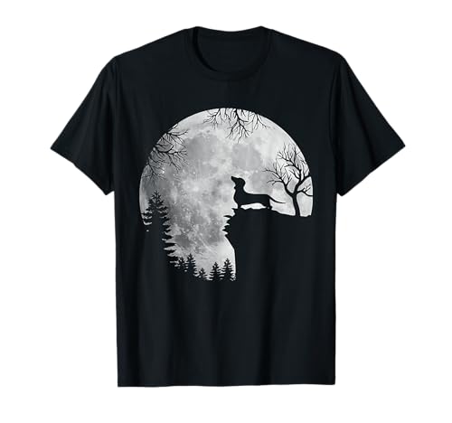 Funny Dachshund And Moon Halloween Dog Lover Costume T-Shirt