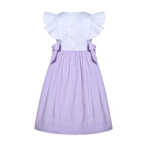 Girls Toddler Purple Sweet Summer Hand Embroidered Smocked Midi Dress Clothes Size 2 3 4 5 6 8 10 12 142