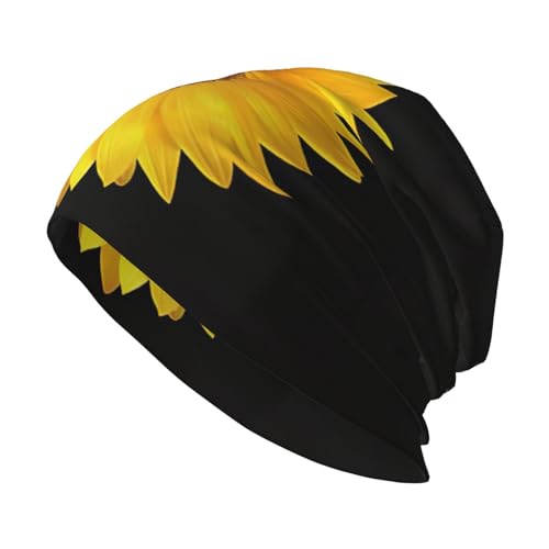 StOlmx Gorro de invierno para hombre y mujer, gorro de punto térmico para esquí, color rojo, negro, blanco, estampado abstracto, Hoja con girasol, talla �nica