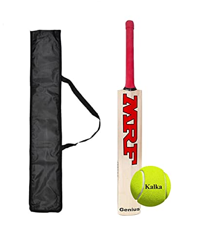 Image of Ske Popular Willow Cricket Bat with Tennis Ball and Bat Cover Combo for All Tennis Ball Full Size Cricket Bat (Only Bat)