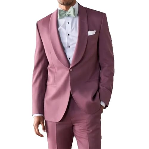 Men Single Button Suit Two Pieces(Jacket+Pants) Shawl Collar Outfits Party Prom Wedding Set2