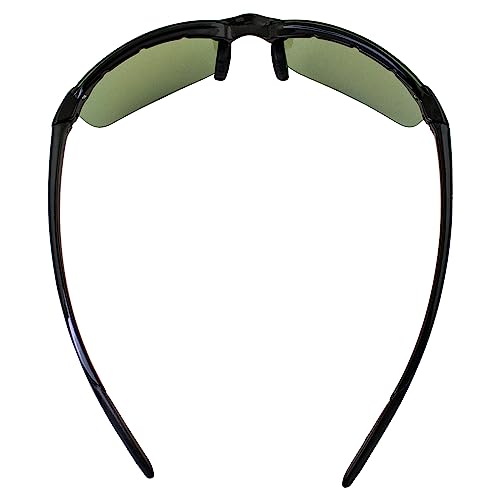 Nevis Polarized Sunglasses for Men or Women Rimless Sports Wrap Black Temples w/Blue Mirror Lens4