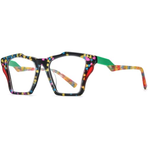 Image of HEPIDEM Gradient Multicolor Acetate Glasses Frame Women Big Oversize Eyeglasses 2023 New Spectacles Eyewear