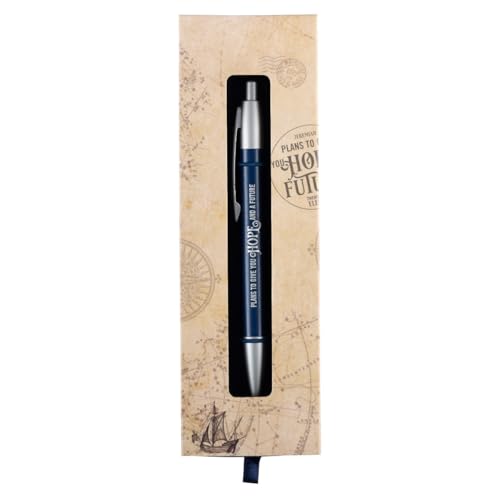 Stylo à bille haut de gamme chrétien Jérémie 29:11 sous coffret de collection bleu