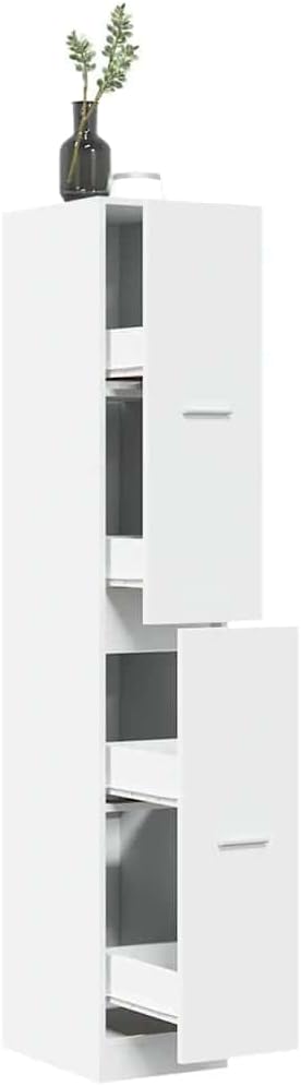 White Engineered Wood Apothecary Cabinet with Multiple Compartments in a Stylish White Matte Finish for Home