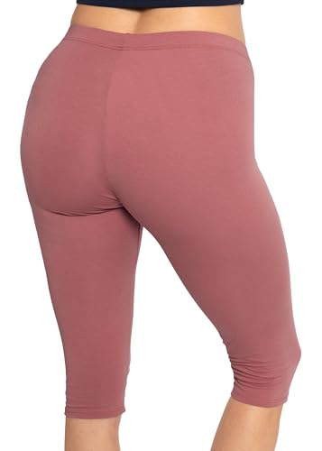 Image of STRETCH IS COMFORT Cotton Capri Leggings, Knee Length Pants, Plus Size