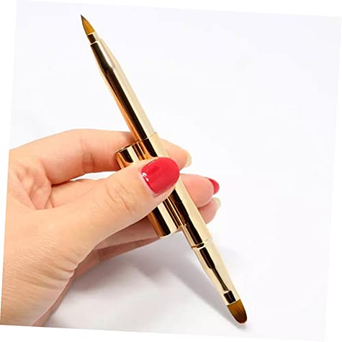 DECORNIJIA Pennello Labbra Doppio Estremità Retrattile Pennello Cosmetico Compatto per Correttore e Rossetto Setole Dense per Applicazione Uniforme per Labbra e Contouring Colore Oro