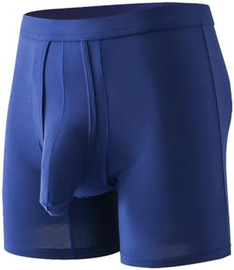 Men's Dual Pouch Underwear Short&Long Leg Bulge Boxer Briefs Separated Pouch Modal Trunks (US, Alpha, Large)