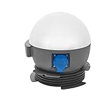 LENA Future Ball LED Lampe Arbeitsleuchte Leuchte mit integrierter 2x Steckdose 1x Lichtschalter mit Hacken und Magnet ideal für Container Baustelle
