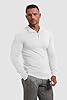 Muscle Cmdr Men's Slim Fit Muscle Polo Shirts Long Sleeve Stretch Quick Dry Tee Casual Golf Athletic T-Shirts (White M) #1