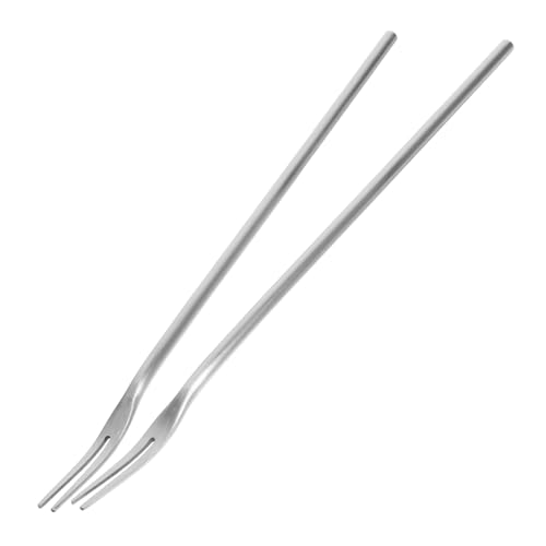 LOLIPPYY 2 pièces Fourchettes à Fruits Inox Longues Fourchettes à Dessert à Deux Dents Réutilisables Accessoires pour Bars et Banquets à