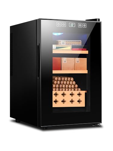 CIGARLOONG Electric Cigar Humidor 220V Temperature Control Cigar Humidor Cabinet with Cedar Wood Shelf for Indoor Home Office Use Gift for Men (26 L for 150 Cigars)