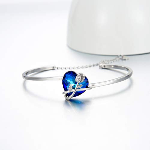 AOBOCO Braccialetto in argento Sterling con fiore