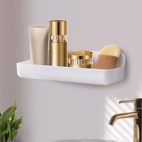 Lunmore Plastic Wall Mount Organizer, Adhesive Storage Box Organizer No Drilling Hang Walls/Doors for Kitchen, Bathroom, Bedroom, Cabinet, Office, Craft Room (Long Size)