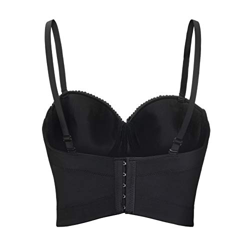 Chenyi Women's Strap Beads Bustier Corset Crop Top Club Party Bra (M, Black) #TOP1