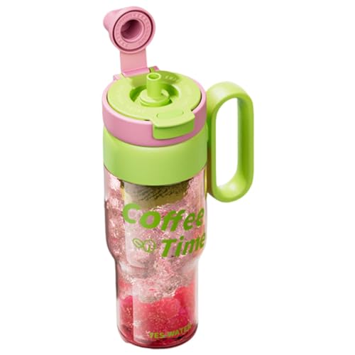 Eventerde Vaso con asa, taza de viaje con tapa,Botella de paja de agua potable portátil impermeable de gran capacidad - Vaso de doble de 850 ml para agua, té o café,