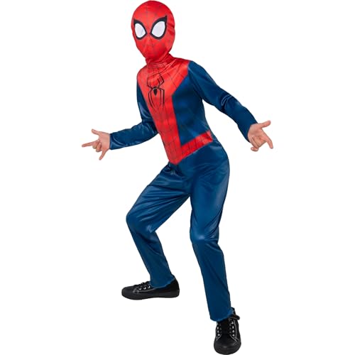 MARVEL Spider-Man Official Youth Halloween Costume - Premium Printed Jumpsuit with Pull On Fabric...