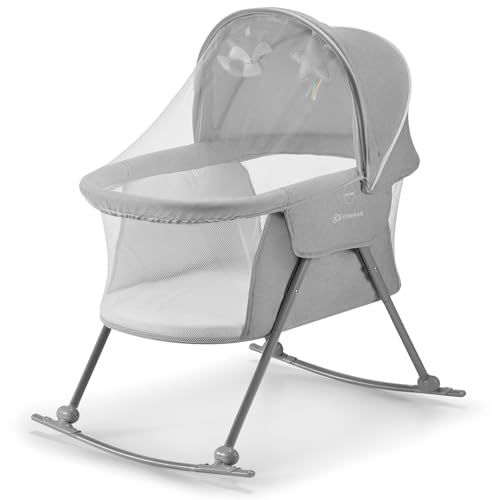 Kinderkraft LOVI 3-in-1 Portable Baby Bassinet & Crib – Travel Cot, Rocking Sleeper & Bedside Bassinet for Newborns, Lightweight & Foldable with...