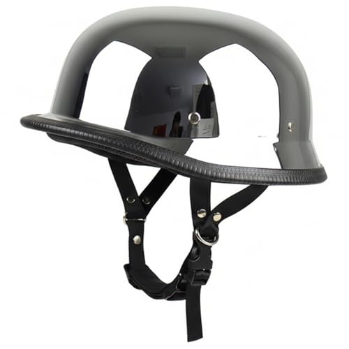 Casco alemán retro de moto abierto en color negro y plata talla XL para cruiser