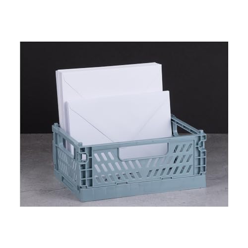 Ideen mit Herz Klappkisten | stapelbar | stabil | faltbare Aufbewahrungskiste | Klappbox aus Kunststoff (20 x 15 x 9 cm | 4 Stück, taubenblau)