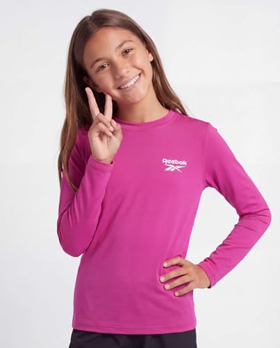 Image of Reebok 3 Pack: Girls' Long Sleeve Rashguard Swim Shirt, UPF Sun Protection Rasghguard Swimsuit for Kids Teens Tweens
