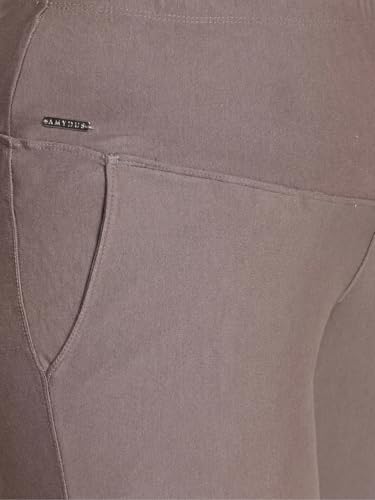 Image of AMYDUS Plus Size Women Tummy Shaper Bell Bottom Pants | High-Waist | Stretchable | Wide Waistband | 2 Pockets | Cloud Soft Fabric | Tummy Tucker Jeggings for Women - L to 9 XL Taupe Brown