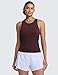 CRZ YOGA Seamless Workout Tank Tops for Women - Athletic Running Gym Sleeveless Shirts Crewneck Racerback Breathable Ripe Plum Small