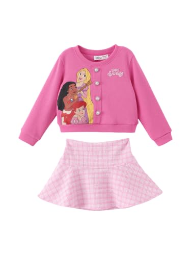 Image of Disney Girl 2 Piece Birthday Party Outfit Knit Top & Tweed Skirt Set 2-13Y
