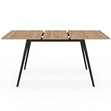 IDMarket - Skandinavischer ausziehbarer Tisch Rechteck INGA 4-8 Personen Holzplatte Schwarze Beine 110-150 cm