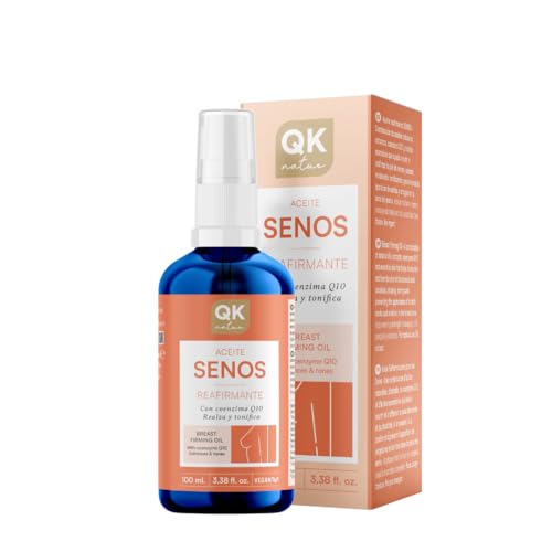 QKnatur - Aceite para Senos Reafirmante (100 ml). Realza y Tonifica los Senos. Aceite para Escote y Pecho con Coenzima Q10. Mezcla de aceites con Rosa Mosqueta, Aguacate y Jojoba