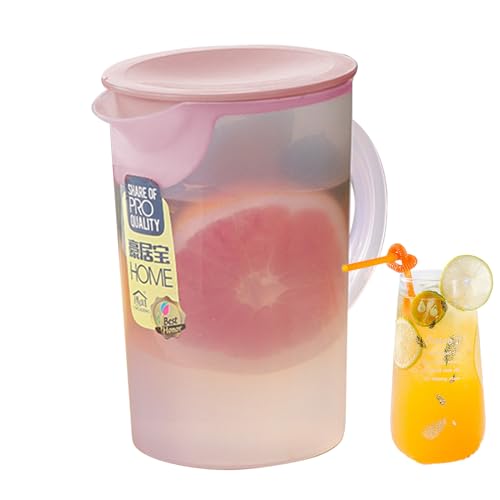 Fridge Water Pitcher - Iced Tea Container, Odor Free Beverage Jar, Juice Storage Pitcher with Lid, Space Efficient | Suitable Lemongrass Beer Ice Tea, Perfect for Kitchen Refrigerator Home Entertainin