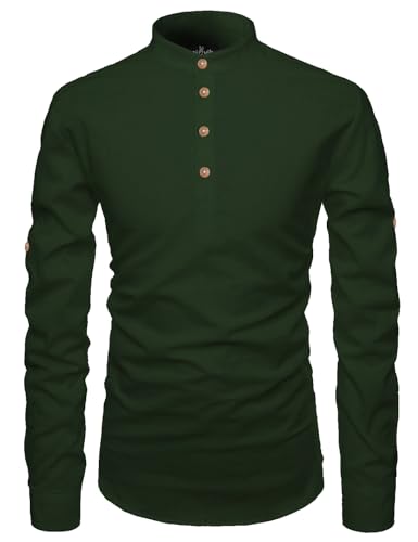 Image of Univibe Full Sleeve Chinese /Rounded /Mandarin Collar Pure Cotton Casual, Wedding, Party, Festival Stylish Short Length Slim fit Kurta Style Shirt for Men and Boys.