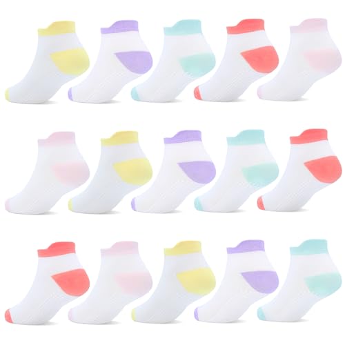 GRPSKCOS Stoppersocken Kinder 15 Paar ABS Knöchelsocken Rutschsocken Socken Kinder Antirutsch Socken für Kleinkinder Jungen Mädchen（#6 Leuchtende Farbe, 3-5 Jahre）
