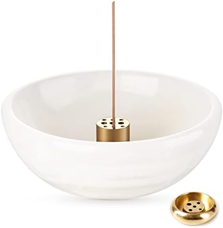 Koville Luxury Turkey Onyx Incense Holder, Incense Holders for Sticks, Sturdy Incense Burner Ideal for Meditation and Relaxing, Easy to Clean(White Onyx)