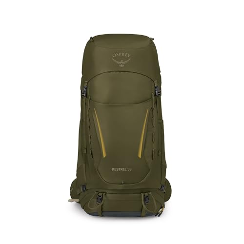 Image of Osprey Kestrel 58L Men's Backpacking Backpack - Hiking & Camping Bag with Waterproof Raincover, Moss Green, Small /Medium