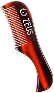 ZEUS Handmade Saw-Cut Mustache Comb, Fined Toothed, Durable Cellulose, Hand Polished, Pocket Comb & Beard Comb for Mustache and Beard (Single Traditional)