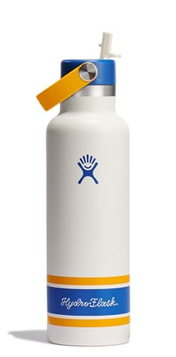 Hydro Flask Water Bottle - Insulated Stainless Steel - Standard Mouth Flex Straw Lid, Non Spill, Leakproof and Refillable in 21 Oz Campus Ivory