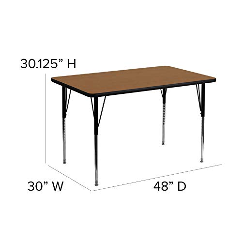 Flash Furniture XU-A3048-REC-OAK-T-A-GG Wren 30''W X 48''L Rectangular Oak Thermal Laminate Activity Table thumb #1