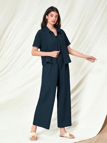 Image of TOPLOT Women's Jumpsuit Co-ord Set | Soft Breathable Feel | Comfortable Fit with Easy Movement | Stylish One-Piece Outfit Design | Perfect for Casual & Travel (5225)